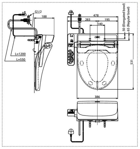 Nắp bồn cầu TOTO TCF6631A (W7) Điện Tử Washlet