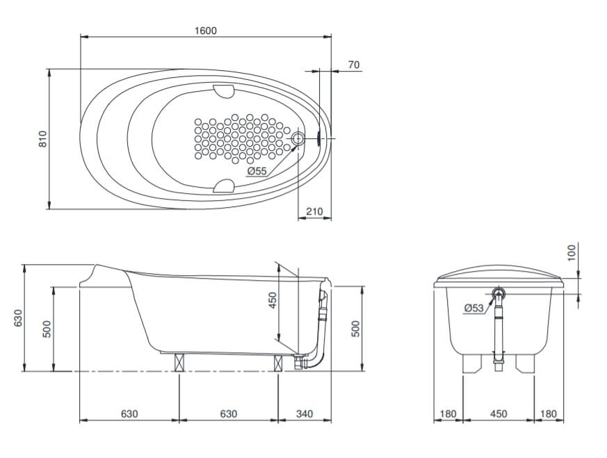 TOTO PPY1610HPTE#S - Bồn tắm xây ngọc trai 1 TOTO PPY1610HPTE#S - Bồn tắm xây ngọc trai