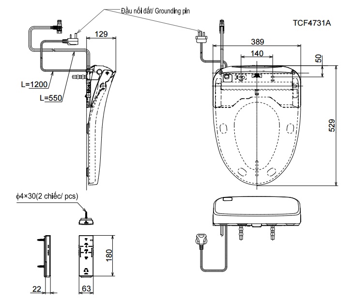 TOTO TCF4731A (W4) - Nắp bồn cầu thông minh