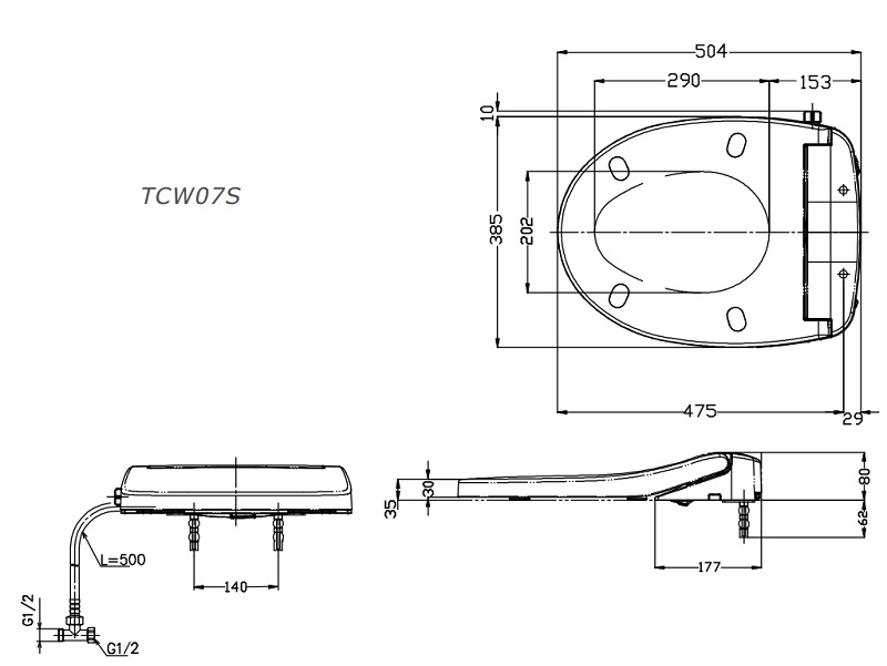 TOTO TCW07S (E2) - Nắp bồn cầu rửa cơ