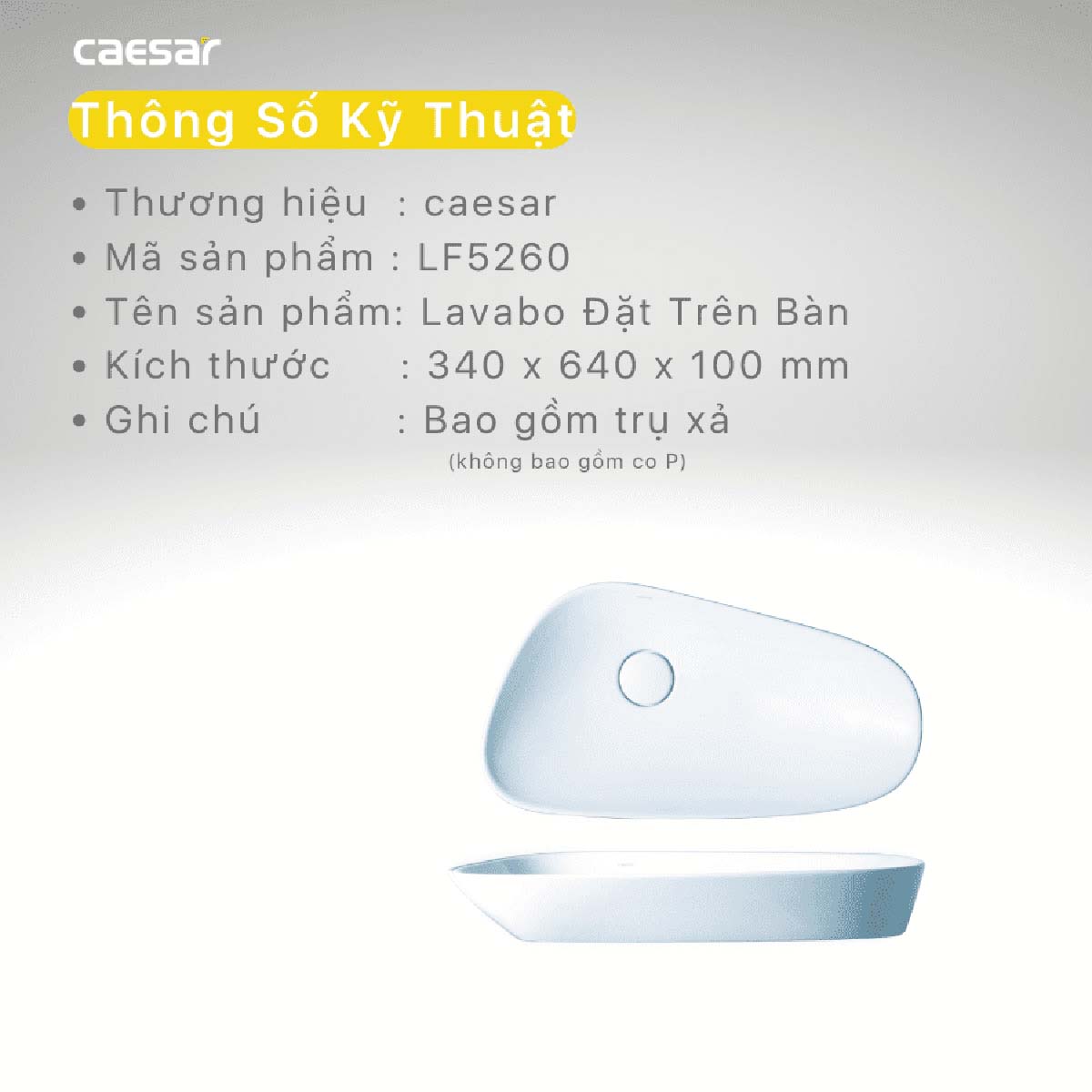 thong so ky thuat Chau lavabo dat ban CAESAR LF5260