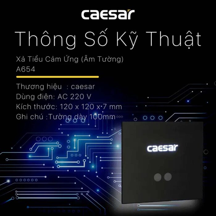 Van xả tiểu Caesar A654 cảm ứng  dùng điện âm tường - Ảnh 2