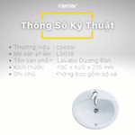 chậu lavabo dương vành CAESAR L5018 - Ảnh 3