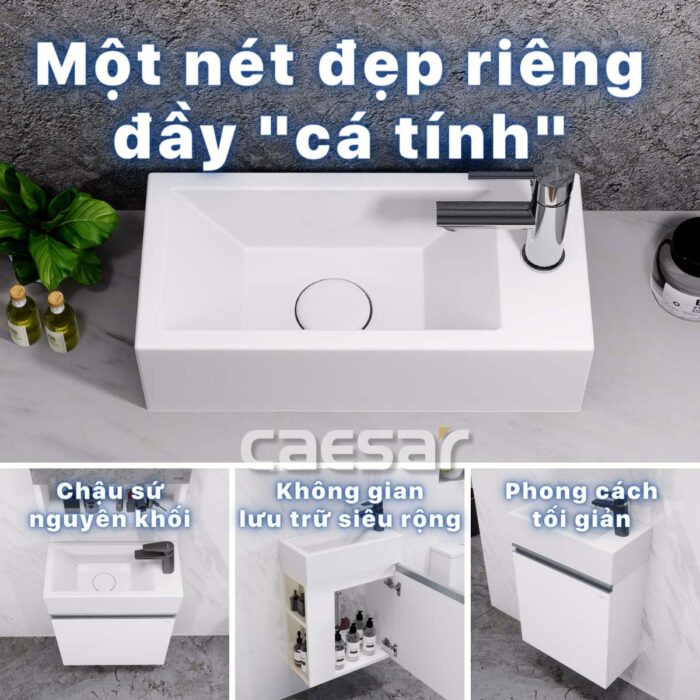 chậu lavabo đặt bàn CAESAR LF5239S treo tường - Ảnh 4