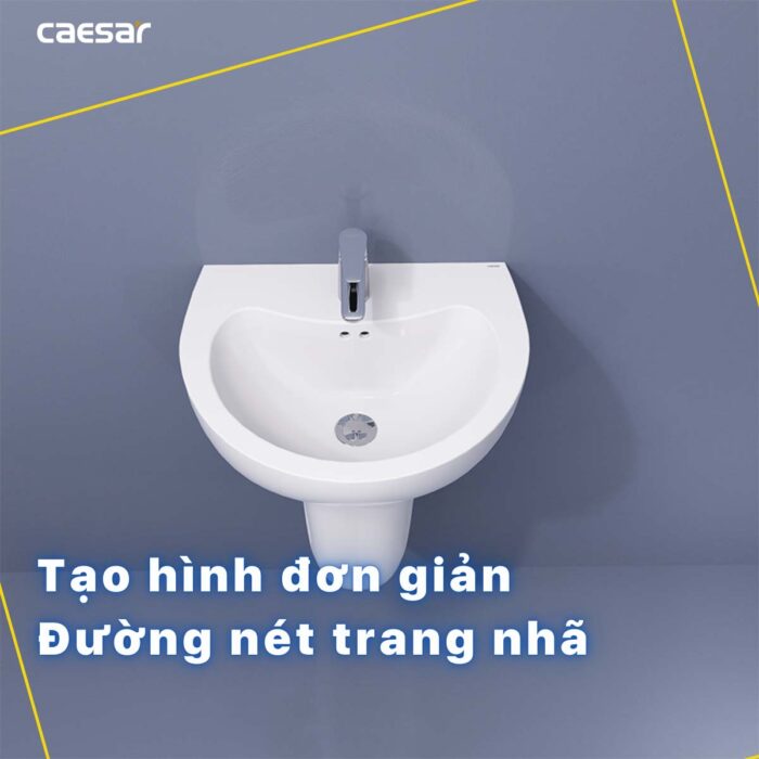 Chậu lavabo treo tường CAESAR L2150 P2441 chân lửng - Ảnh 7