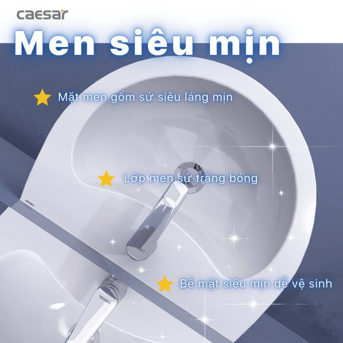 Chậu lavabo treo tường CAESAR L2150 P2441 chân lửng - Ảnh 8