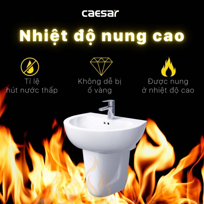 Chậu lavabo treo tường CAESAR L2150 P2441 chân lửng - Ảnh 10