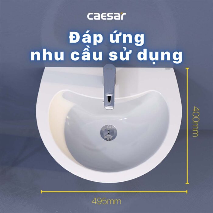 Chậu lavabo treo tường CAESAR L2150 P2441 chân lửng - Ảnh 11