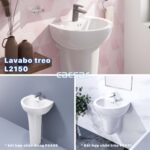 Chậu lavabo treo tường CAESAR L2150 P2441 chân lửng - Ảnh 4
