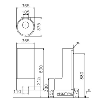 CAESAR UF0286 - Bồn tiểu nam treo tường không dùng nước