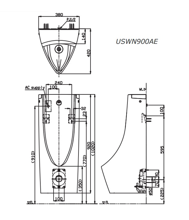 TOTO USWN900AE/HHF90603 - Bồn tiểu nam Cảm Ứng Dùng Điện 1 TOTO USWN900AE/HHF90603 - Bồn tiểu nam Cảm Ứng Dùng Điện