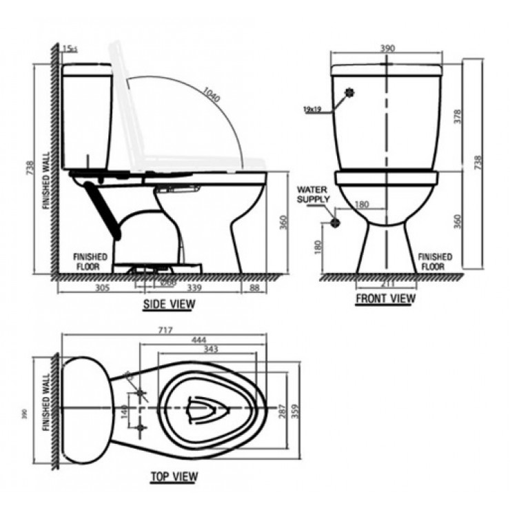 AMERICAN STANDARD VF-2395 - Bồn cầu 2 khối nắp thường Winston 1 AMERICAN STANDARD VF-2395 - Bồn cầu 2 khối nắp thường Winston
