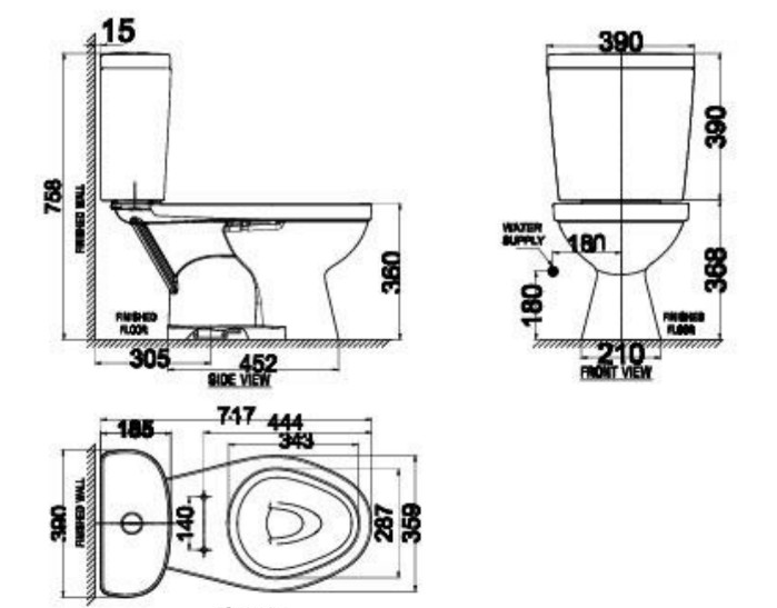 AMERICAN STANDARD VF-2397 - Bồn cầu 2 khối nắp thường WinPlus+ 1 AMERICAN STANDARD VF-2397 - Bồn cầu 2 khối nắp thường WinPlus+