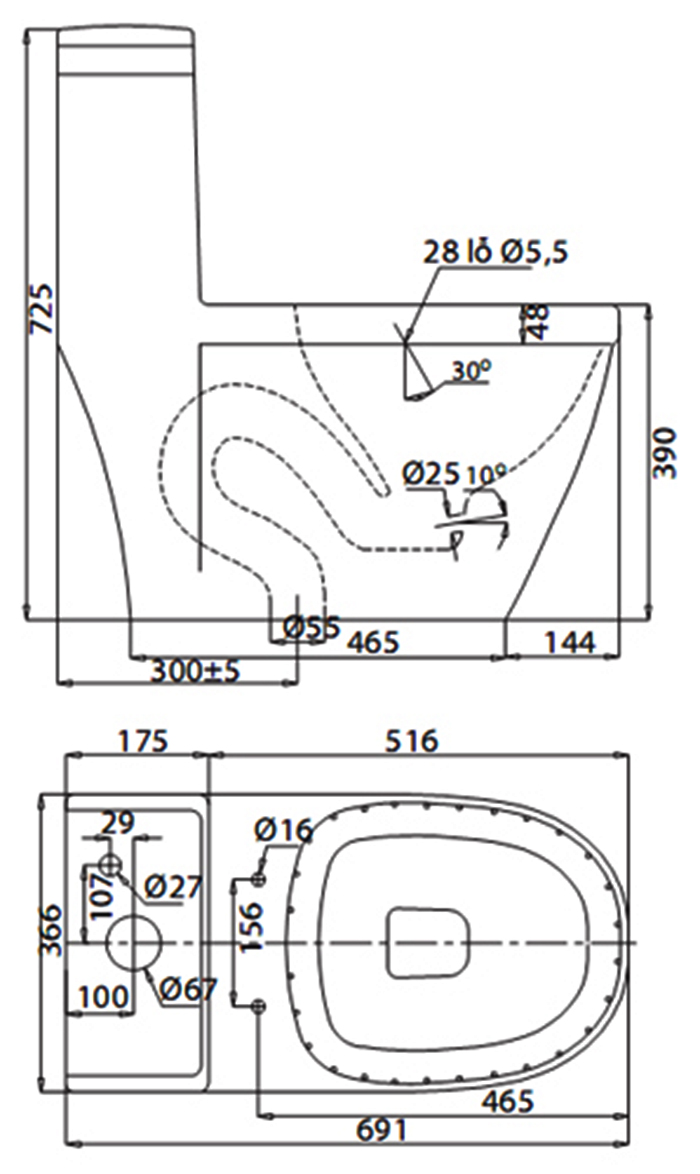 VIGLACERA V35 - Bồn cầu 1 khối nắp êm 1 VIGLACERA V35 - Bồn cầu 1 khối nắp êm
