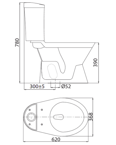 VIGLACERA VI66 - Bồn cầu 2 khối nắp thường 1 VIGLACERA VI66 - Bồn cầu 2 khối nắp thường