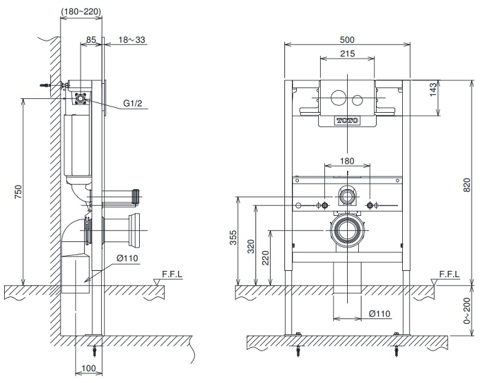 TOTO WH037D-162B - Két nước bồn cầu âm tường