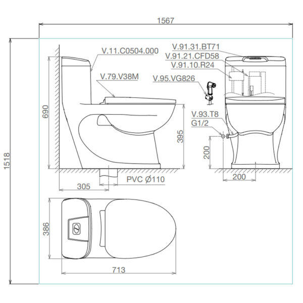 Bản-vẽ-kĩ-thuật-Bồn-cầu-1-khối-VIGLACERA-C0504-nắp-êm