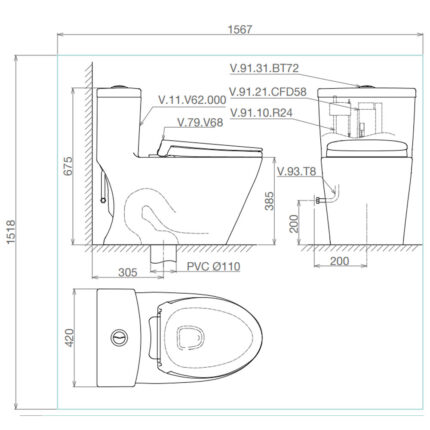 Bản-vẽ-kĩ-thuật-Bồn-cầu-1-khối-VIGLACERA-V62-nắp-êm
