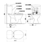 Bản vẽ kĩ thuật Bồn cầu 2 khối VIGLACERA VI28 nắp thường