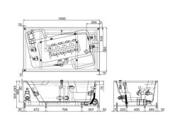 Bản vẽ kĩ thuật Bồn tắm INAX MSBV-1700N massage xây 1.7M