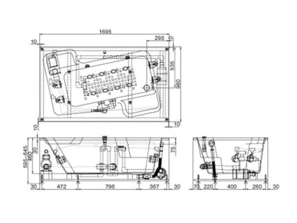 Bản vẽ kĩ thuật Bồn tắm INAX MSBV-1700N massage xây 1.7M