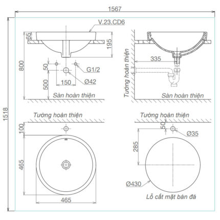 Bản-vẽ-kĩ-thuật-chậu-lavabo-VIGLACERA-CD6-đặt-bàn