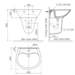 Bản-vẽ-kĩ-thuật-chậu-lavabo-VIGLACERA-V39-kèm-chân-lửng-treo-tường
