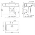 Bản-vẽ-kĩ-thuật-chậu-lavabo-VIGLACERA-V50-kèm-chân-lửng-treo-tường