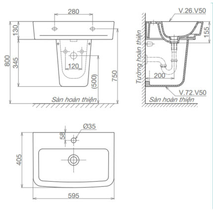 Bản-vẽ-kĩ-thuật-chậu-lavabo-VIGLACERA-V50-kèm-chân-lửng-treo-tường