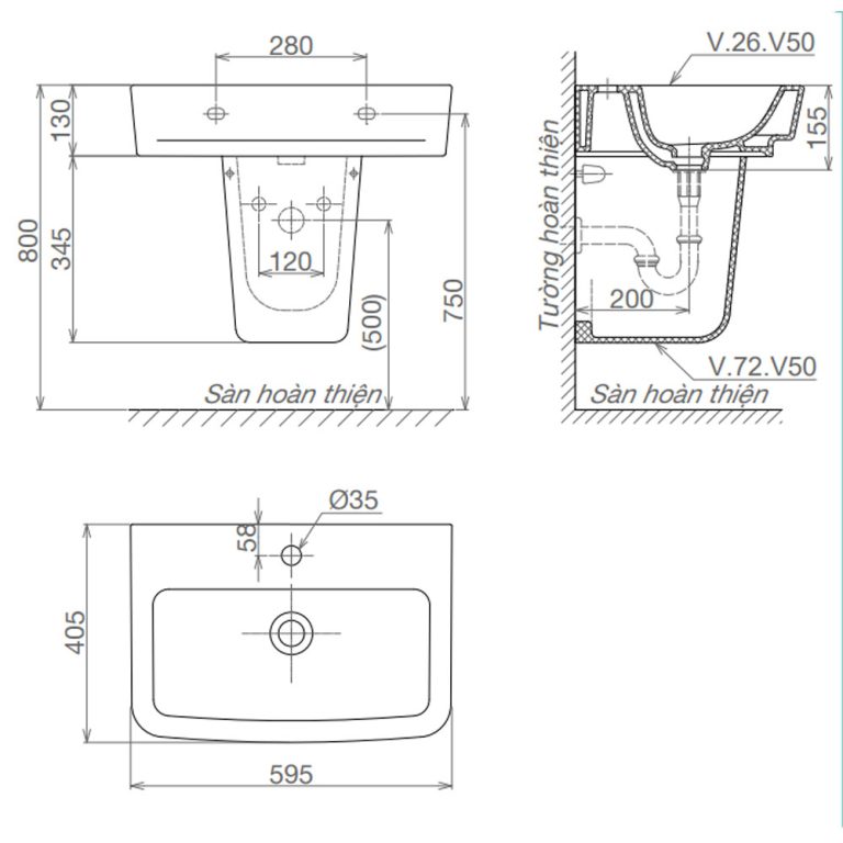 Bản-vẽ-kĩ-thuật-chậu-lavabo-VIGLACERA-V50-kèm-chân-lửng-treo-tường