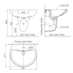 Bản-vẽ-kĩ-thuật-chậu-lavabo-VIGLACERA-VI5-kèm-chân-lửng-treo-tường