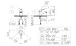Bản vẽ kỹ thuật Vòi lavabo VIGLACERA VG102 nóng lạnh