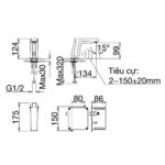 Bản vẽ kỹ thuật Vòi lavabo VIGLACERA VG1028 VG1028.1 cảm ứng dùng pin