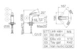 Bản vẽ kỹ thuật Vòi lavabo VIGLACERA VG142 nóng lạnh