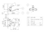 Bản vẽ kỹ thuật Vòi rửa bát VIGLACERA VG701 (VG-701) nóng lạnh gắn tường
