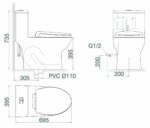 Bồn cầu 1 khối VIGLACERA V64 nắp êm - Ảnh 2