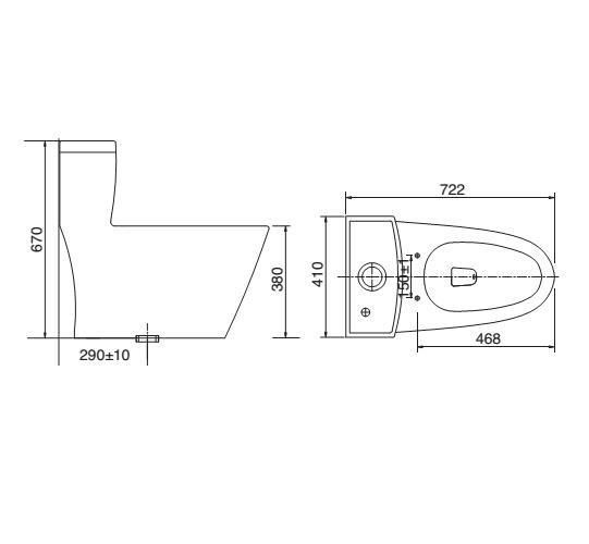 VIGLACERA V62 - Bồn cầu 1 khối nắp êm 1 Bồn cầu 1 khối VIGLACERA V62 nắp êm
