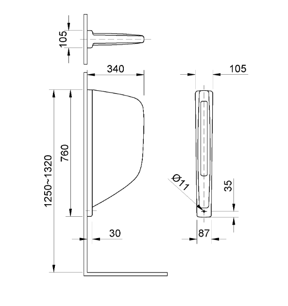 INAX P-1 - Vách ngăn Bồn tiểu nam