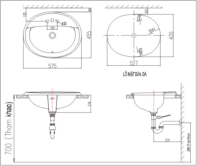 INAX L-2395V ( VEC/VFC ) - Chậu lavabo dương vành