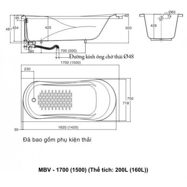 INAX MBV-1700 Galaxy - Bồn tắm xây
