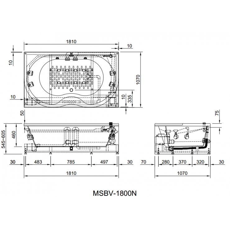 INAX MSBV-1700B - Bồn tắm massage xây