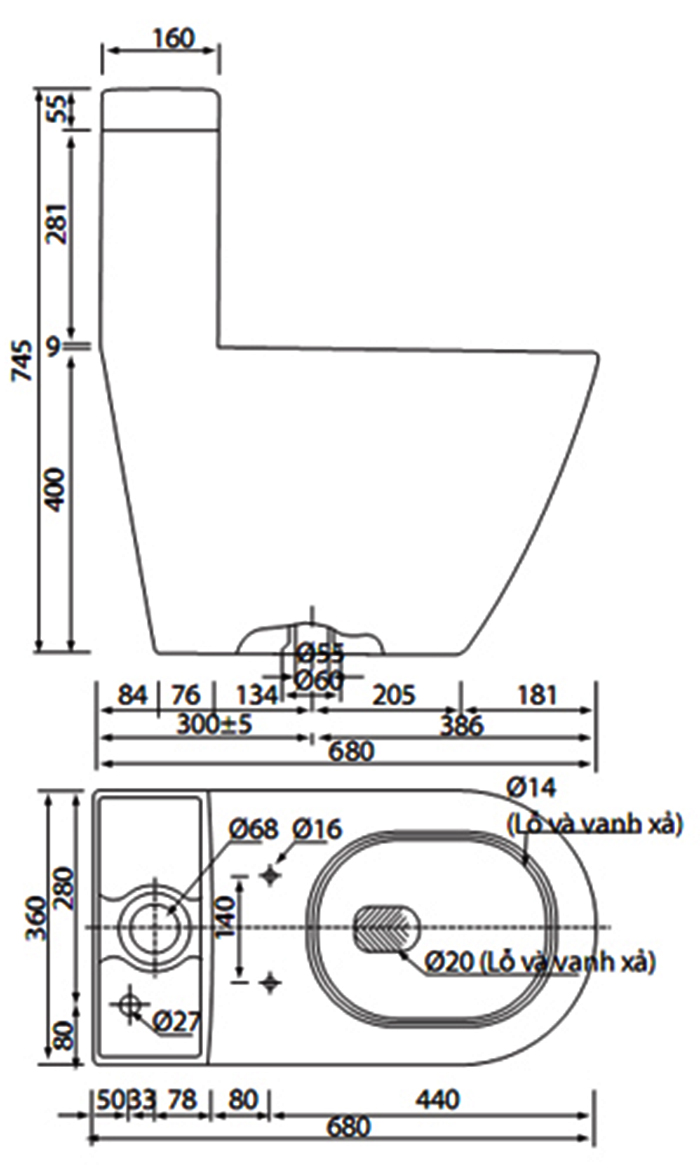 VIGLACERA V199 - Bồn cầu 1 khối nắp êm 1 VIGLACERA V199 - Bồn cầu 1 khối nắp êm