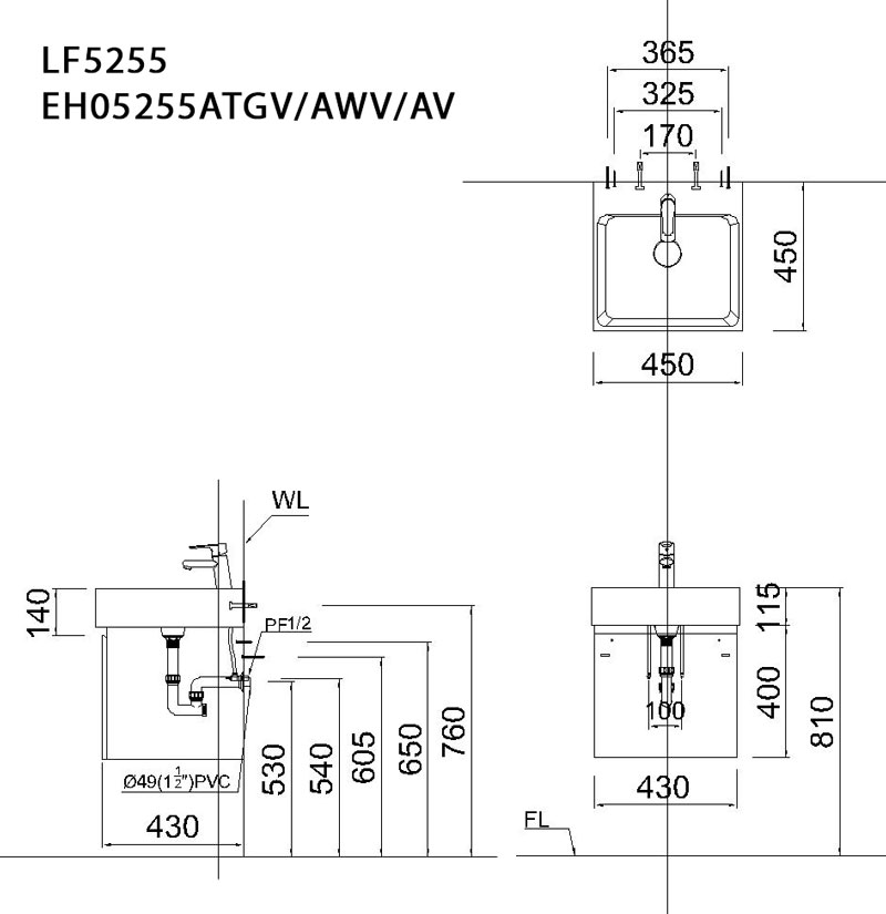 CAESAR EH05255AV EH05255AWV EH05255ATGV - Tủ lavabo 2 CAESAR EH05255AV EH05255AWV EH05255ATGV - Tủ lavabo