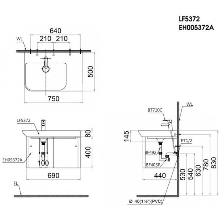 CAESAR EH05372A - Tủ lavabo