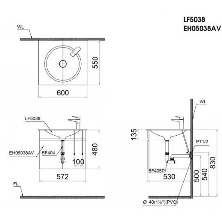 CAESAR LF5038 - Chậu lavabo đặt bàn