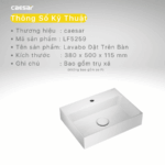 Chậu lavabo đặt bàn CAESAR LF5259 - Ảnh 3