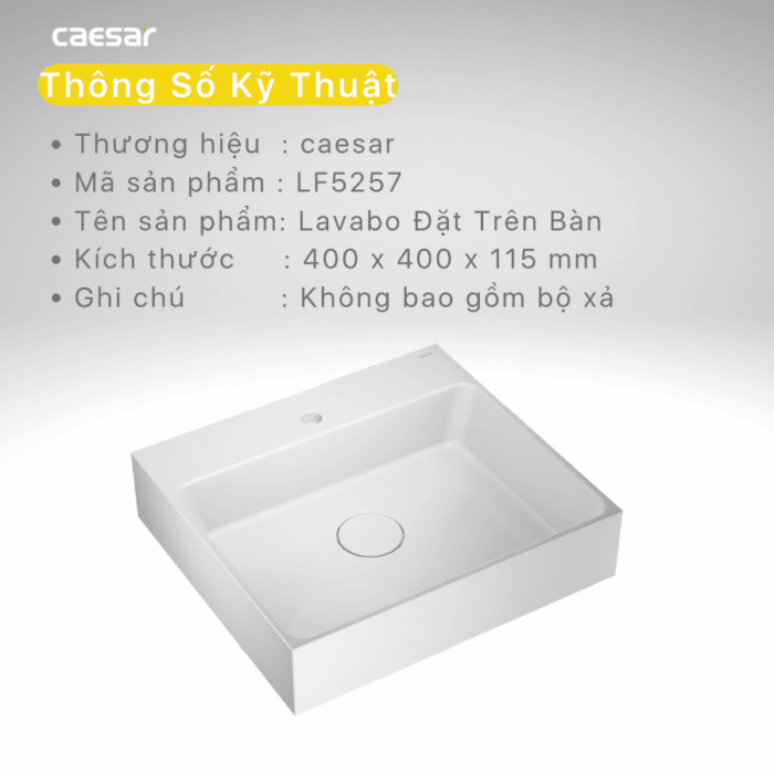 Chậu lavabo đặt bàn CAESAR LF5257 - Ảnh 3