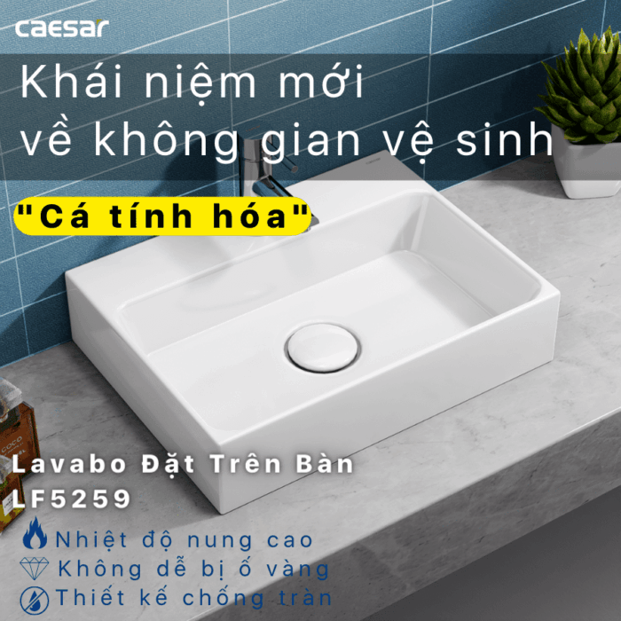 Chậu lavabo đặt bàn CAESAR LF5259 - Ảnh 8