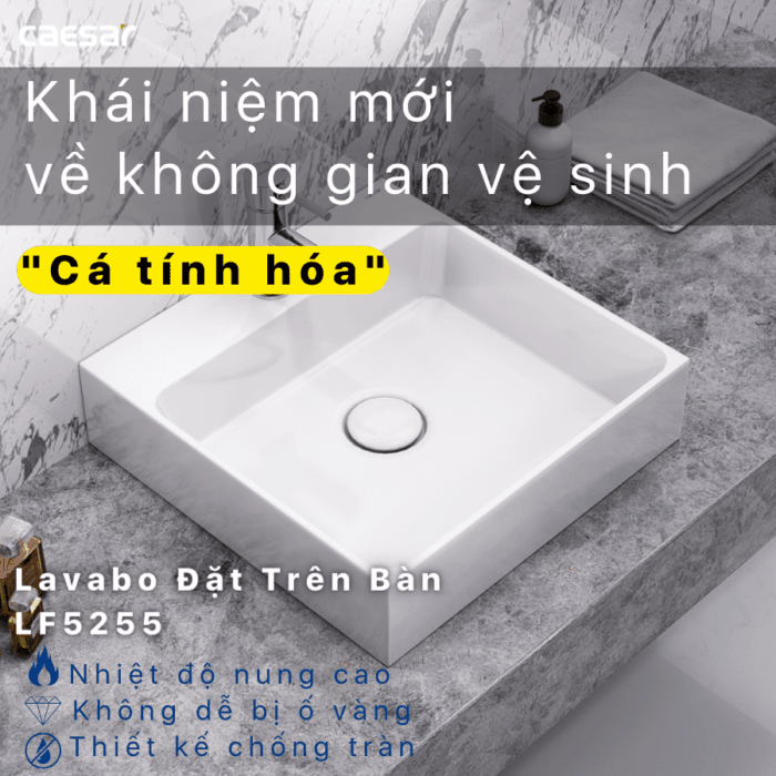 Chậu lavabo đặt bàn CAESAR LF5255 - Ảnh 8
