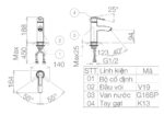 Bản vẽ kỹ thuật Vòi lavabo VIGLACERA VG105 nóng lạnh